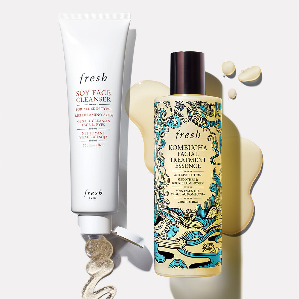soy cleanser and limited edition kombucha facial treatment essence