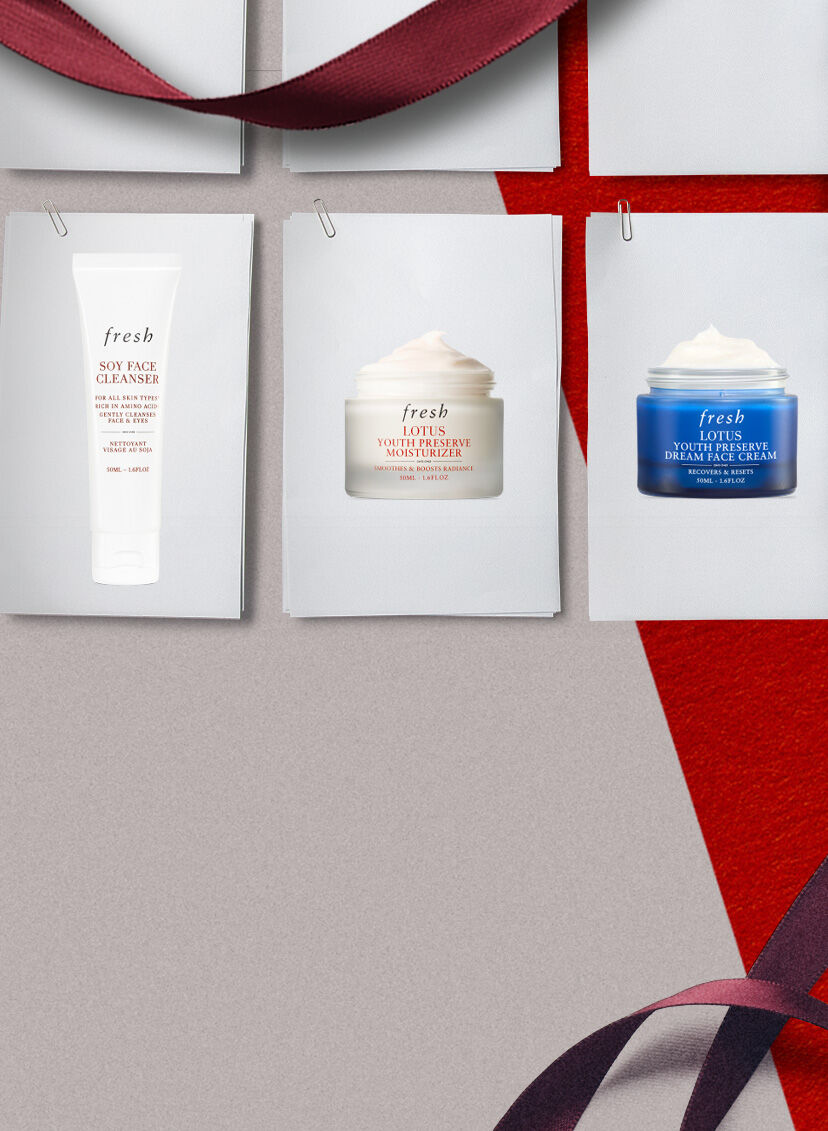 Fresh Daily Deals polaroids of soy cleanser, lotus moisturizers