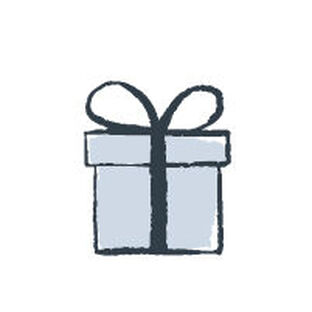 An illustration of a blue gift box with ribbon on top