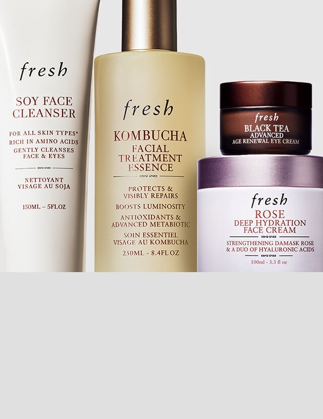 Holiday Soy Cleanser, Rose Face Serum and Black Tea Eye Cream and Black Tea Serum