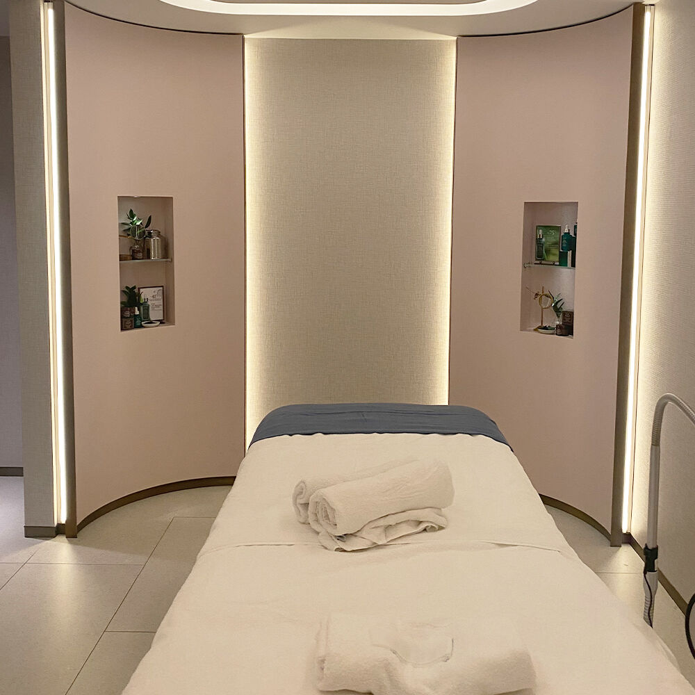 Inside of the Fresh facial room at the Harrods store