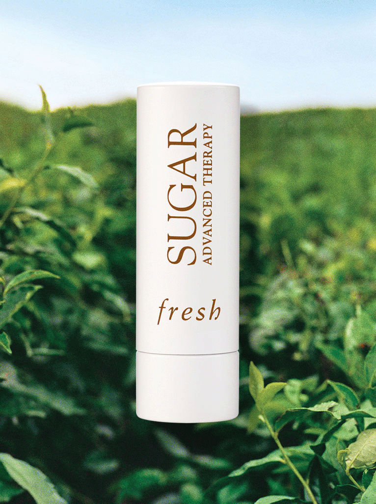 fresh skincare against greenery and blue marble background