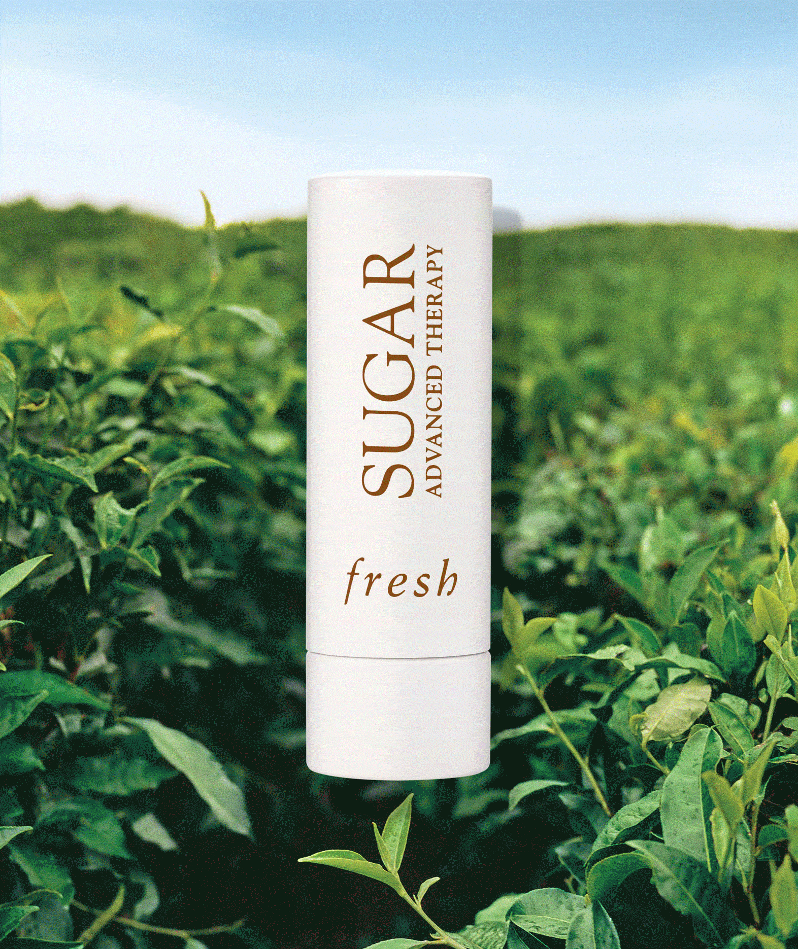 fresh skincare against greenery and blue marble background